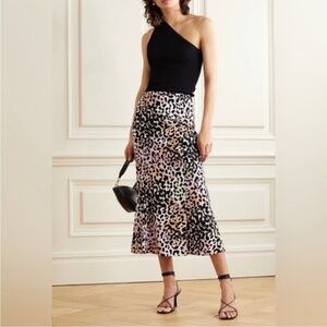 Veronica Beard Black and Pink Midi Skirt
